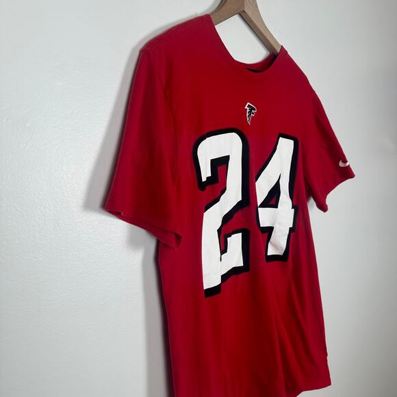 Nike Mens The Nike Tee Atlanta Falcons #24 Freeman Crewneck Red T-Shirt Large - Picture 3 of 6